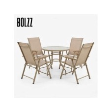 Bolzz BAŠTENSKA GARNITURA SET 4 STOLICE + STO BEŽ
