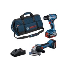 BOSCH plavi alat Set alata 18V GSR+GWS+2x4.0Ah+GAL+Mtorba