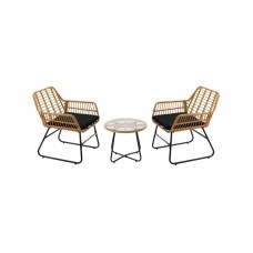 CHOMIK Baštenski set nameštaja, dve stolice i sto, braon sa crnim jastucima