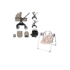 LORELLI BERTONI Kolica za bebe 3u1 Reya Braon + Ljuljaška za bebe Portofino, Roze