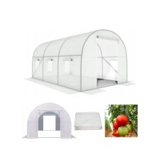 ModernHome Plastenik tunnel, 3x2x2 m, multi-season, metalni ram, bela folija, 2 ulaza