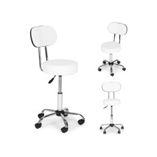 ModernHome Rotirajuca stolica sa naslonom za ledja, kozmeticka i medicinska, podesiva, bela - ModernHome