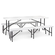 ModernHome Sklopivi sto 180cm sa 2 klupe beli