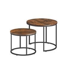 Bolzz Okrugli sto za kafu, 2 komada - rustikalne / crne noge Bolzz Okrugli sto za kafu, 2 komada - rustikalne / crne noge