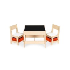 ECO TOYS Dečiji set sto i 2 stolice sa tablom za pisanje Wood