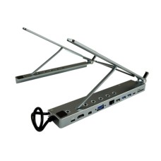 LC POWER USB LC-HUB-C-MULTI-STAND Notebook Holder with USB-C muli Hub, HDMI, mini-DP,VGA,LAN,3xUSB3.0,2xUSB-C carde reader,audio