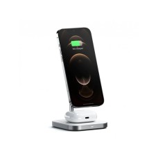 SATECHI Aluminium 2-in-1 Magnetic Wireless Charging stand - White