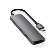 SATECHI Aluminum SLIM Type-C MultiPort Adapter (HDMI 4K,PassThroughCharging,2x USB 3.0) - Space Grey