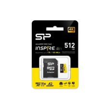 SILICON POWER 512GB, Inspire, micro SDXC sa adapterom, za 4K i FullHD video snimanje (SP512GBSTXLA2V1NSP)