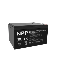 AGM NPP NP12V-12Ah, BATTERY, C20=12AH, T2, 151x98x95x100, 3,3KG, BLACK
