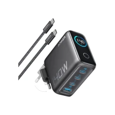 ANKER 140W zidni punjač 4-porta (3x USB-C, 1x USB-A) sa USB-C M/M pletenim kablom, tamno sivi