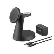 ANKER MagGo Bežični Dock Stand 3u1, sa kablovima i zidnim punjačem, crni