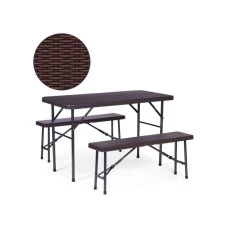 Bolzz ModernHome Sklopivi set 120 cm Sto sa 2 Klupe banquet / BROWN