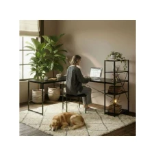 Bolzz Ugaoni radni sto sa policama – Black LOFT ModernHome