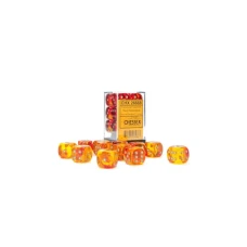 Chessex Kockice Chessex - Gemini - Translucent - Red-Yellow & Gold - Dice Block 16mm (12)