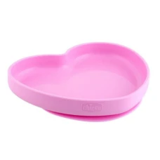 CHICCO Silikonski tanjir, srce, 9m+, roze