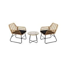 CHOMIK Baštenski set nameštaja, dve stolice i sto, braon sa crnim jastucima