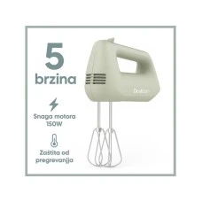 Deaktion Električni ručni mikser 150W, 5 brzina, Pastelno zelena