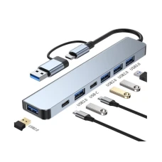 E-GREEN Adapter USB 3.0/USB 3.1 tip C (M) - USB 3.0 + 4 x USB 2.0 + 2 x tip C (7 u 2) E-GREEN Adapter USB 3.0/USB 3.1 tip C (M) - USB 3.0 + 4 x USB 2.0 + 2 x tip C (7 u 2)
