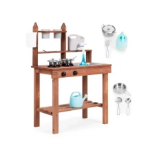 ECO TOYS Spoljna drvena kuhinja sa dodacima za igru u pesku i blatu 05 - ECOTOYS