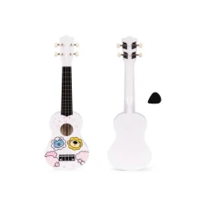 ECO TOYS Ukulele drvena gitara za decu sa 4 najlonske žice i trzalicom Bela MF019G