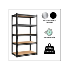 EPRO Metalna montažna polica Premium 180x90x30cm, metal-drvo, 875kg (5x175kg)