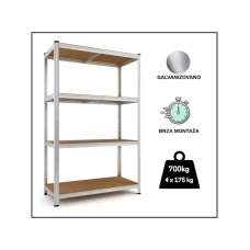 EPRO Metalna montažna polica Standard 150x70x30cm, metal-drvo, 700kg (4x175kg)