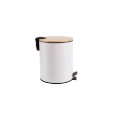 ESTIA Kanta za otpatke metal bambus sa pedalom 5l bela ES02-12731