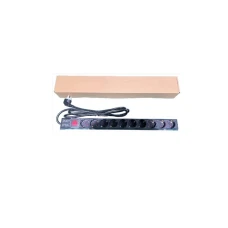 GEMBIRD Razvodni PDU panel za rack 19 in, sa 10 uticnih mesta, kabl 2m (aluminijum)