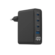 GEMBIRD TA-UC-PDQC100LCD-01-BK 4-port 100W GaN USB fast charger, LCD, black