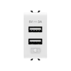 GEWISS Priključnica USB 2-STR. 5V 3A TYPE A+A bela 1M Chorus GW10447