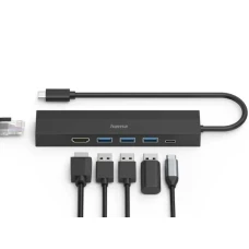 HAMA USB-C Hub, 6 portova, 3 x USB-A, USB-C, HDMI, LAN