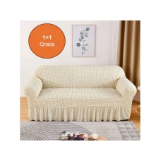 HOMEMATES 1+1 gratis retro pokrivač za dvosede i kauče od 145cm do 185cm - Bela
