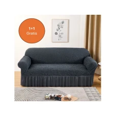 HOMEMATES 1+1 gratis retro pokrivač za dvosede i kauče od 145cm do 185cm - Siva