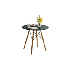 Lemon Planet Trpezarijski okrugli sto 80 cm sa drvenim nogarima Skandi crni Lemon 25-KS002 Lemon Planet Trpezarijski okrugli sto 80 cm sa drvenim nogarima Skandi crni Lemon 25-KS002