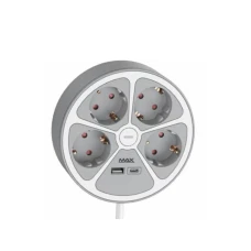 MAX Produžni kabl sa prenaponskom zaštitom sa 4 utičnice MAX MPS-04UG-3M/3m/USB portovi