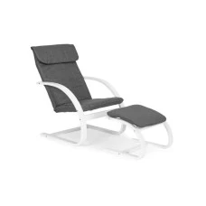 ModernHome Stolica za ljuljanje sa naslonom za noge White ModernHome Stolica za ljuljanje sa naslonom za noge White