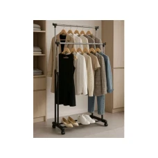 ModernHome Univerzalni dvostruki stalak za odecu sa podesivom visinom, tockicima i 2 sine