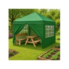 MultiGarden Baštenski šator/paviljon 3 × 3 m, automatski rasklopiv, zeleni, sa 4 bočne stranice
