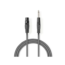 NEDIS COTG15120GY100, Nebalansirani audio kabl, XLR 3-pinski ženski, 6,35 mm muški, Niklovani, 10,0 m, PVC