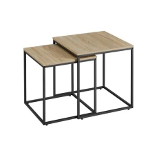 Oskar Kvadratni sto za kafu, 2 komada -sonoma oak / black nogare