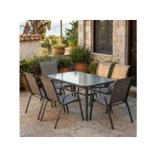 PROGARDEN Garnitura za 6 osoba, garnitura za dvorište i terasu Stone gray 001