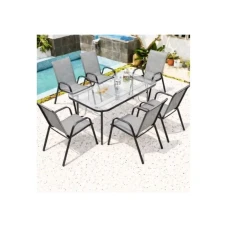 PROGARDEN Sto sa 6 stolica 001/set siva