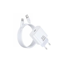 REMAX SET:Strujni punjac Figen 30W USB+TIP C+ kabl TIP C na TIP C RP-U71,