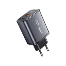 REMAX Strujni Fast punjač GaN 1xUSB 3.0 + 1xUSB-C 67W crni