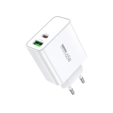 REMAX Strujni Fast punjač Kiddy 1xUSB 3.0 + 1xUSB-C 65W RP-U125, beli
