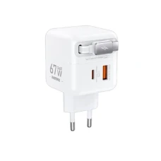REMAX Strujni Fast teleskopski punjač Dolly GaN 1xUSB 3.0 + 1xUSB-C 67W beli