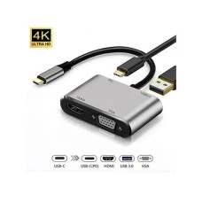 STARS SOLUTIONS Adapter Stars Solutions USB-C na HDMI/VGA/USB/PD sivi