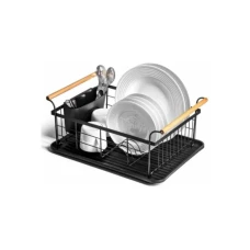 Vilde 150623 - Metlani ocedjivac za sudove sa drvenim drskama 42,5 x 29,5 x 19 cm