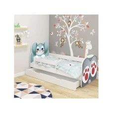 ACMA VII Krevet za decu sa dodatnom fiokom Animals White 180 x 80 cm